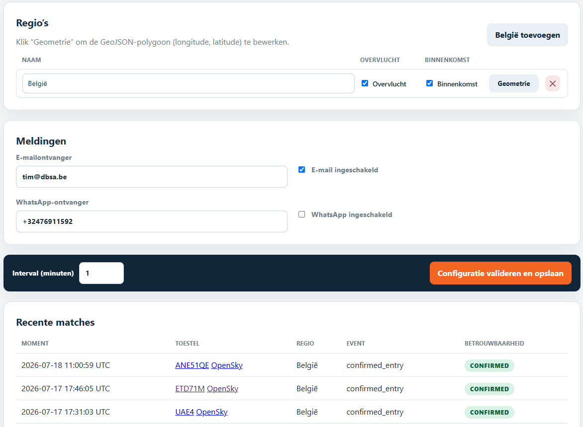 Configuratie van de flight monitor
